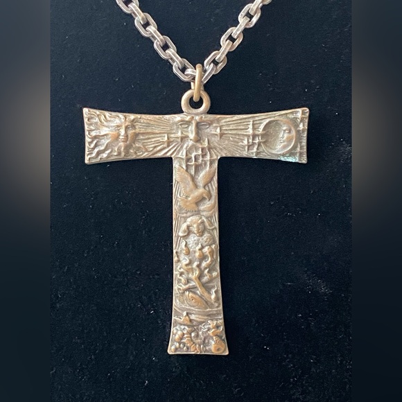 Bronze Franciscan necklace Cross St.Francis Of Assisi Crucifix Rosary(awA) - Picture 2 of 4